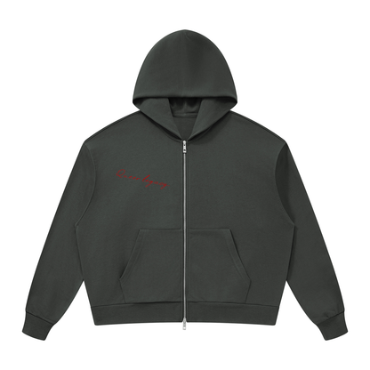 Unisex Drop Shoulder Full Zip Hoodie