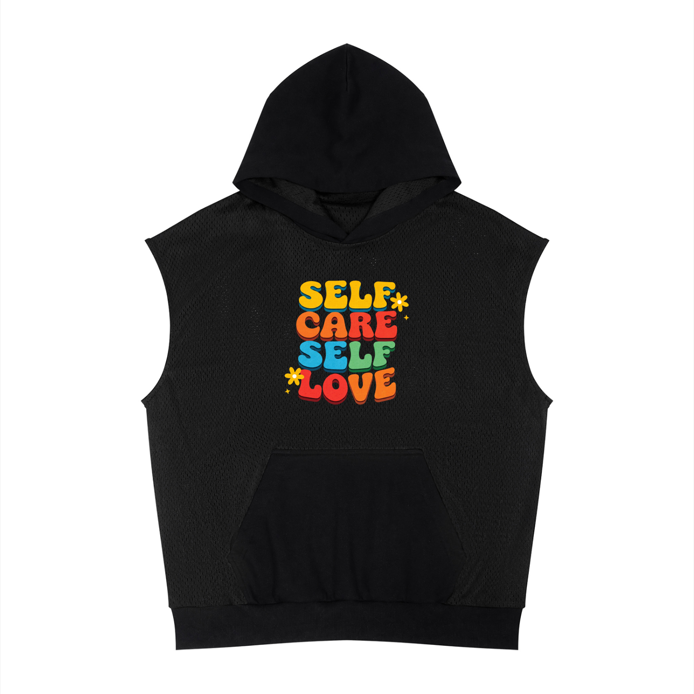 Unisex Panel Mesh Sleeveless Hoodie