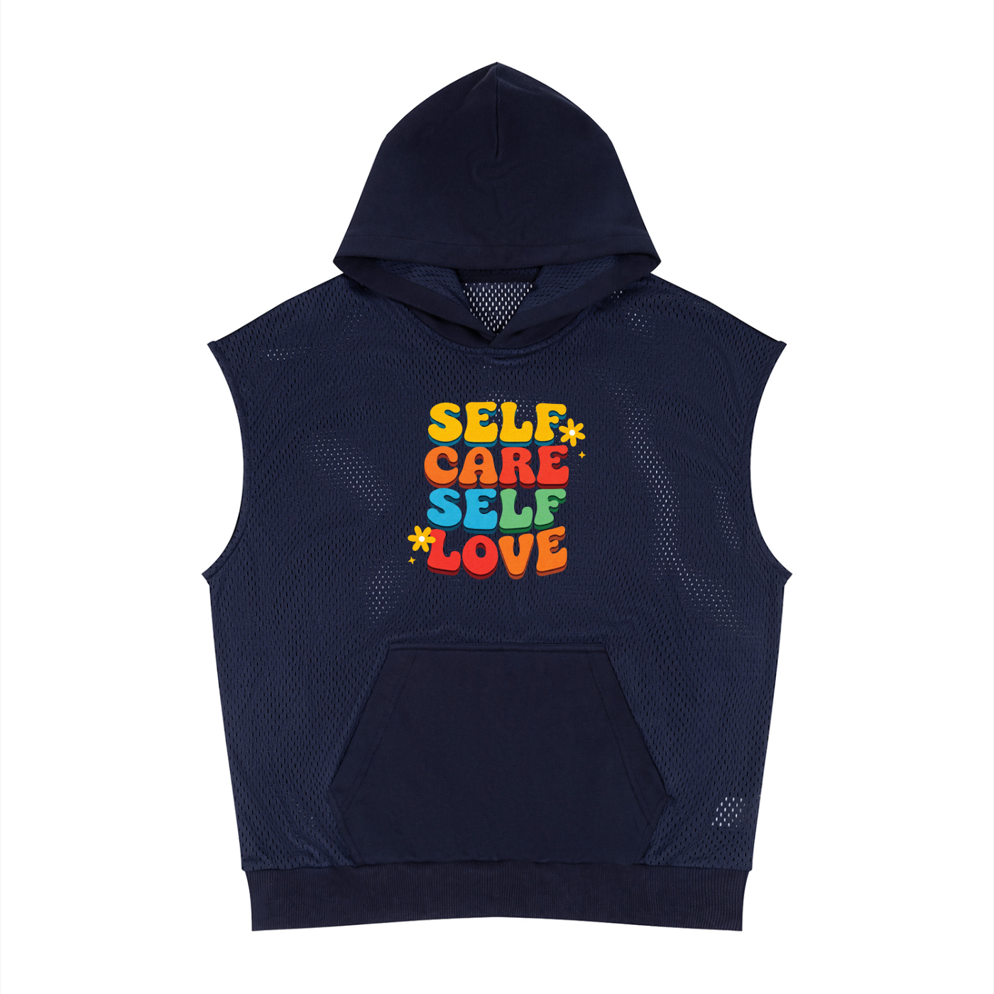 Unisex Panel Mesh Sleeveless Hoodie