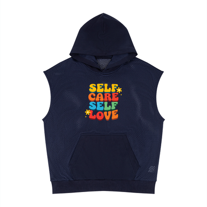 Unisex Panel Mesh Sleeveless Hoodie