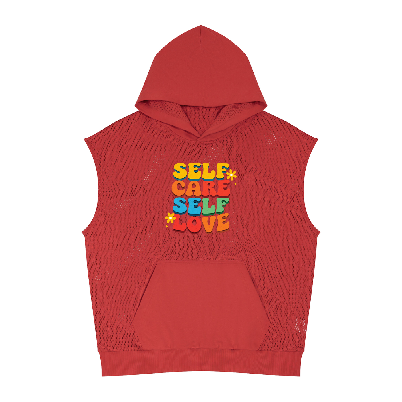 Unisex Panel Mesh Sleeveless Hoodie