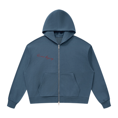 Unisex Drop Shoulder Full Zip Hoodie